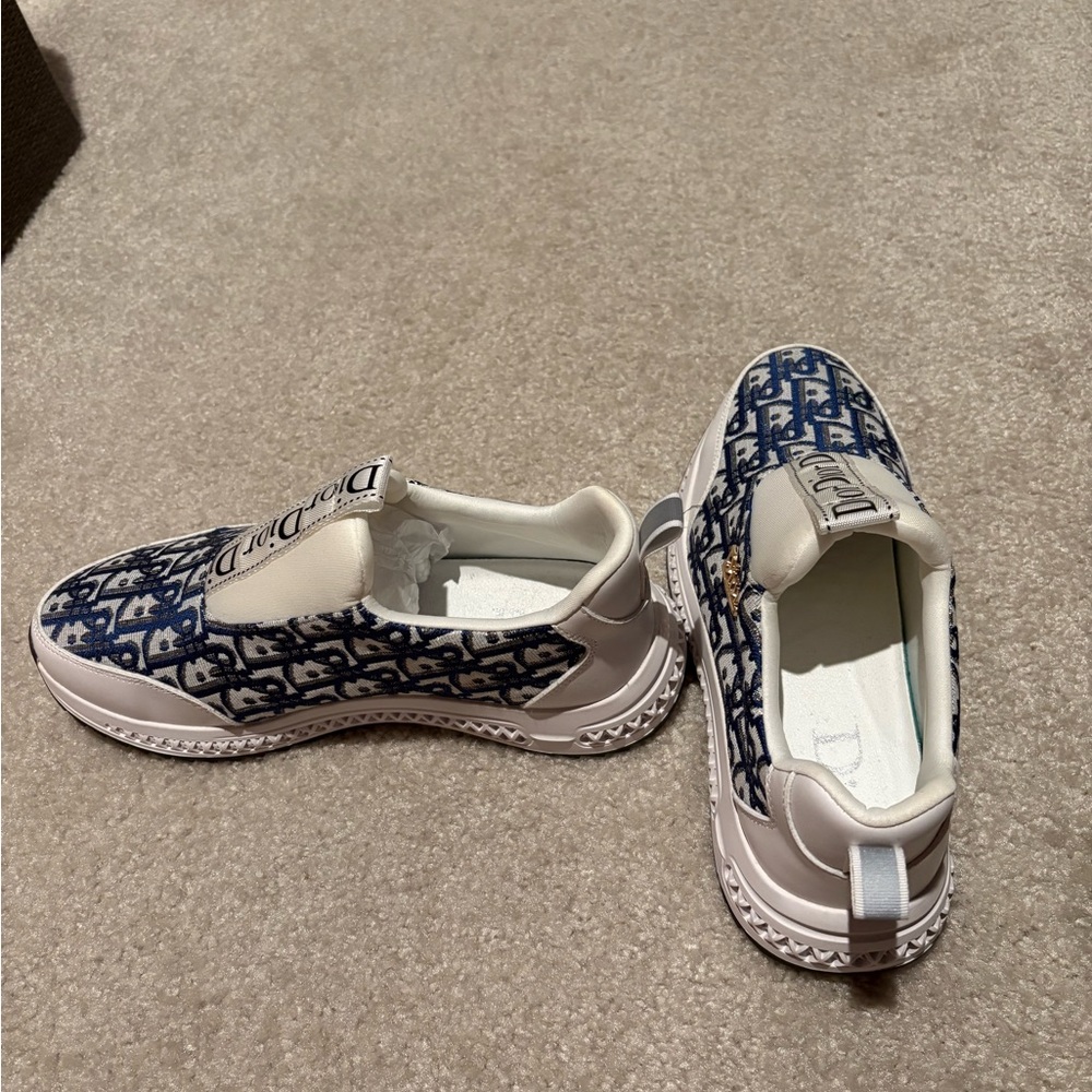 Dior Navy and White Logo Slip-Ons - Picture 2 of 2